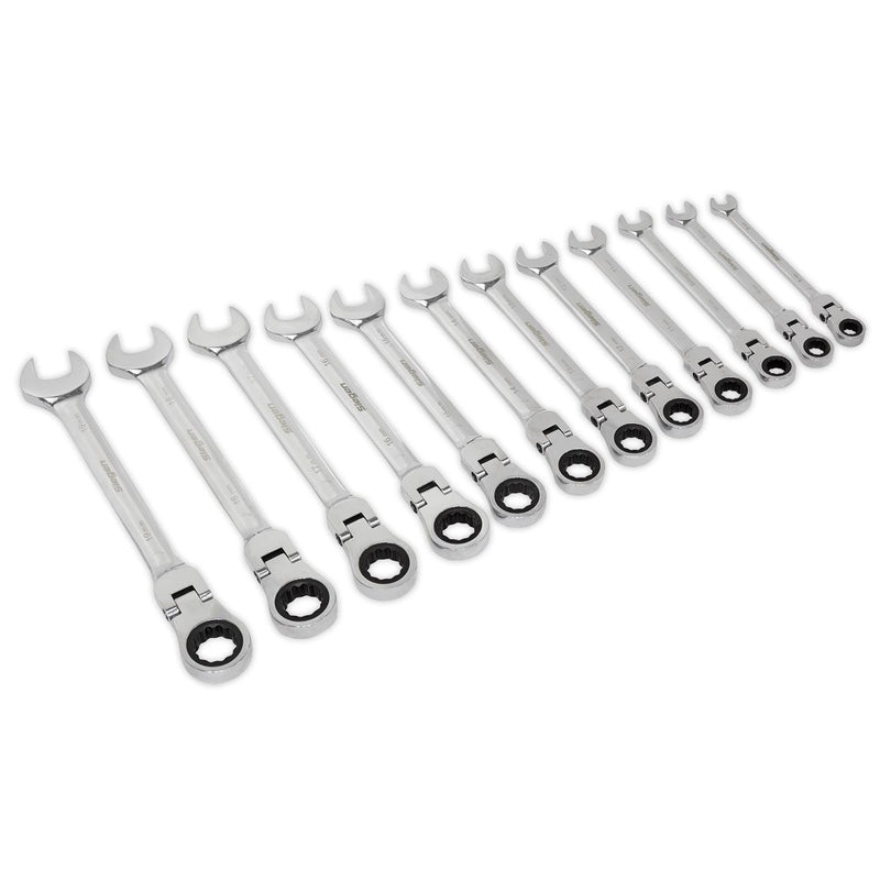 Sealey Siegen Flexi-Head Ratchet Combination Spanner Set 12pc S0635