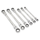 Sealey Siegen Flexi-Head Double End Ratchet Ring Spanner Set 6pc S0806