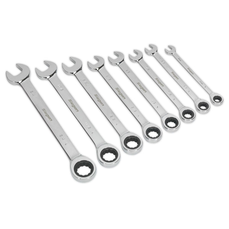 Combination Ratchet Spanner Set 8pc Imperial