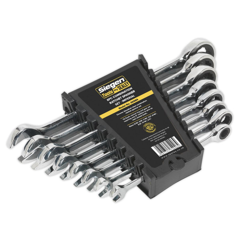 Combination Ratchet Spanner Set 8pc Imperial