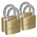 Sealey Siegen Brass Body Padlock with Brass Cylinder Keyed Alike - Pack of 4 S0992