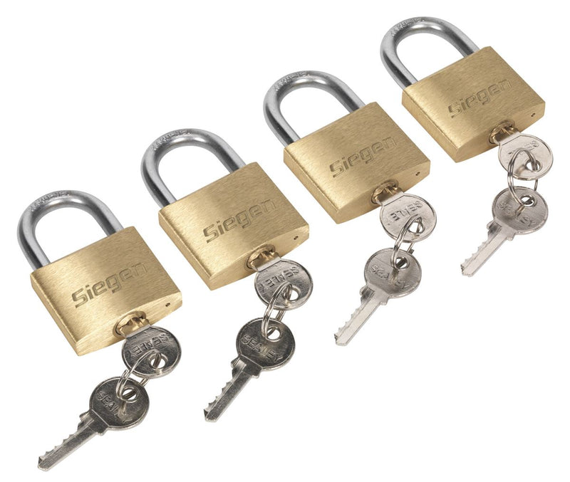 Brass Body Padlock with Brass Cylinder Keyed Alike - Pack of 4