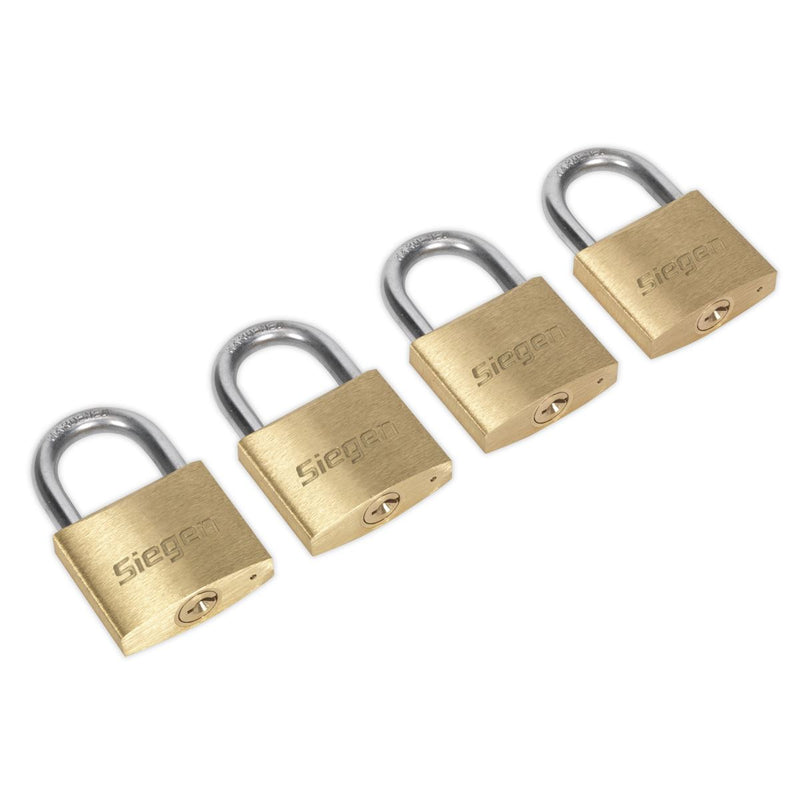 Brass Body Padlock with Brass Cylinder Keyed Alike - Pack of 4