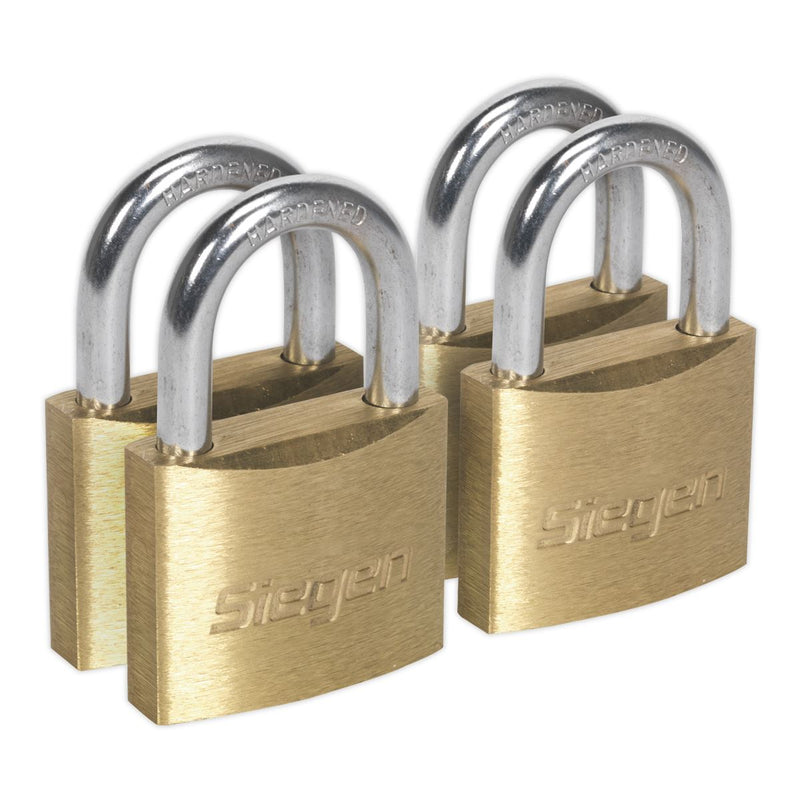 Brass Body Padlock with Brass Cylinder Keyed Alike - Pack of 4