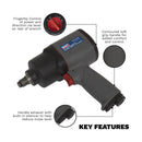 Sealey Composite Twin Hammer Air Impact Wrench 1/2"Sq Drive SA201