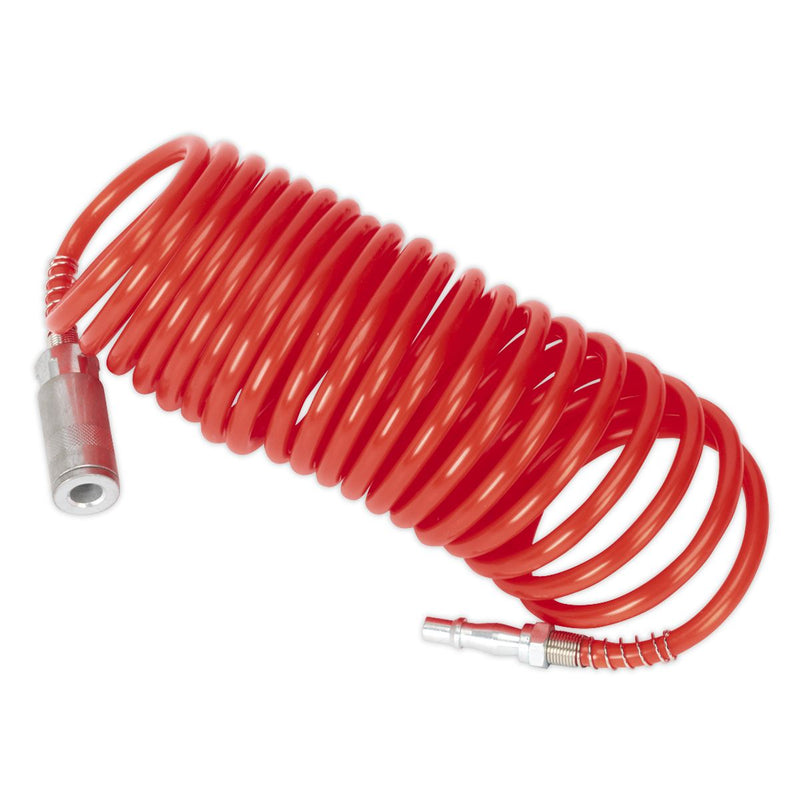 PE Coiled Air Hose 5m x �5mm with Couplings