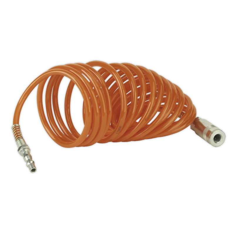 PE Coiled Air Hose 5m x �5mm with Couplings