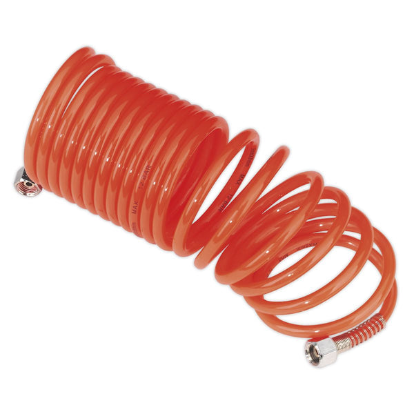 PE Coiled Air Hose 5m x �5mm with 1/4"BSP Unions