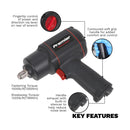 Sealey Premier Twin Hammer Composite Air Impact Wrench 1/2"Sq Drive SA6007