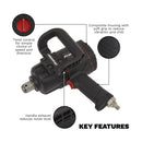 Sealey Premier Twin Hammer Composite Air Impact Wrench 1"Sq Drive SA6008