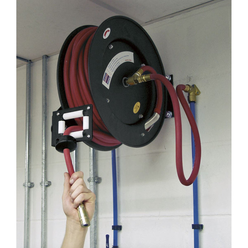 Retractable Air Hose Metal Reel 15m �10mm ID Rubber Hose