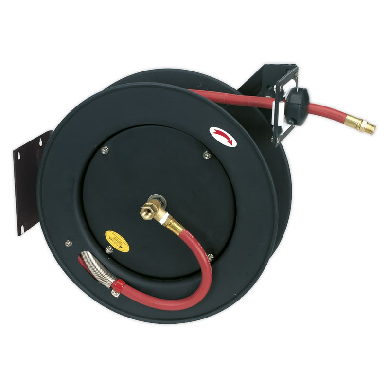 Retractable Air Hose Metal Reel 15m �10mm ID Rubber Hose