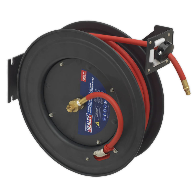 Retractable Air Hose Steel Reel 20m �10mm ID Rubber Hose