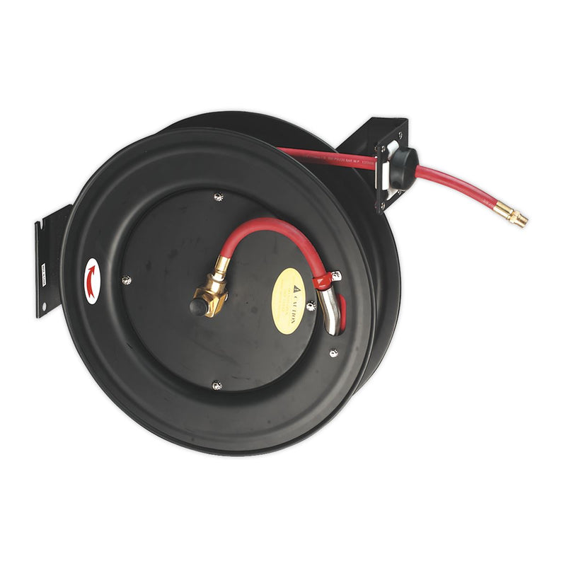 Retractable Air Hose Steel Reel 20m �10mm ID Rubber Hose