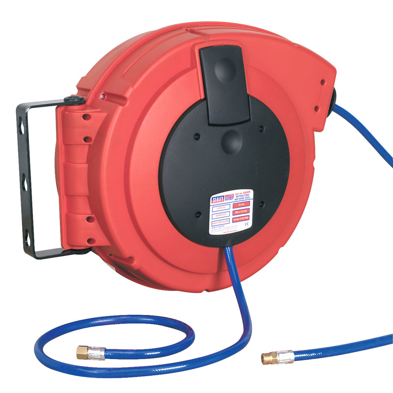 Retractable Air Hose Reel HD Mechanism 15m �8mm ID - PU Hose