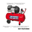 Sealey 50L V-Twin Direct Drive Air Compressor 3hp SAC05030