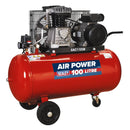 Sealey 100L Belt Drive Air Compressor with Cast Cylinders & Wheels 3.5hp SAC1103B