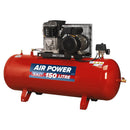 Sealey 150L Belt Drive Air Compressor with Cast Cylinders & Wheels 3.5hp SAC1153B