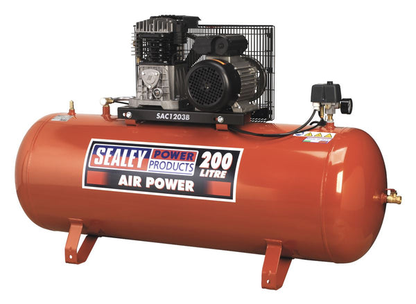 Air Compressor 200L Belt Drive 3hp with Cast Cylinders