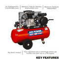Sealey 50L Belt Drive Air Compressor with Cast Cylinders & Wheels 3.5hp SAC1503B