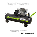 Sealey 200L Belt Drive Air Compressor 3hp SAC20030B