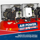 Sealey 270L Belt Drive Air Compressor with Cast Cylinders 2 x 3hp SAC2276B