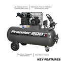 Sealey Premier 200L Belt Drive Air Compressor with Front Control Panel SAC3203B3PH