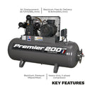 Sealey Premier 200L Belt Drive Air Compressor 5.5hp SAC32055B