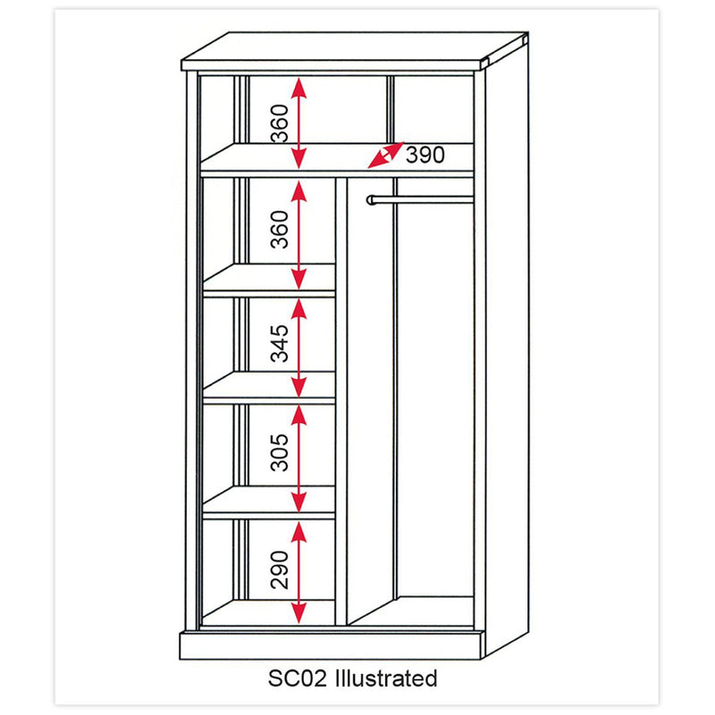 Floor Cabinet 4 Shelf plus Hanging Rail 2 Door