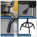Sealey Premier Industrial Pneumatic Workshop Stool with Adjustable Height Swivel Seat & Back Rest SCR01B