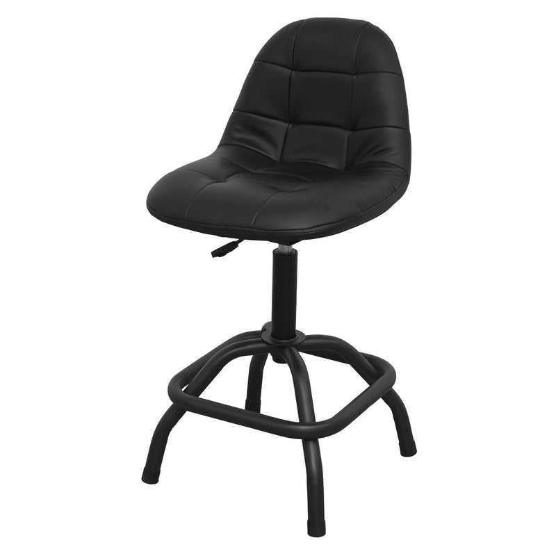 Premier Industrial Pneumatic Workshop Stool with Adjustable Height Swivel Seat & Back Rest