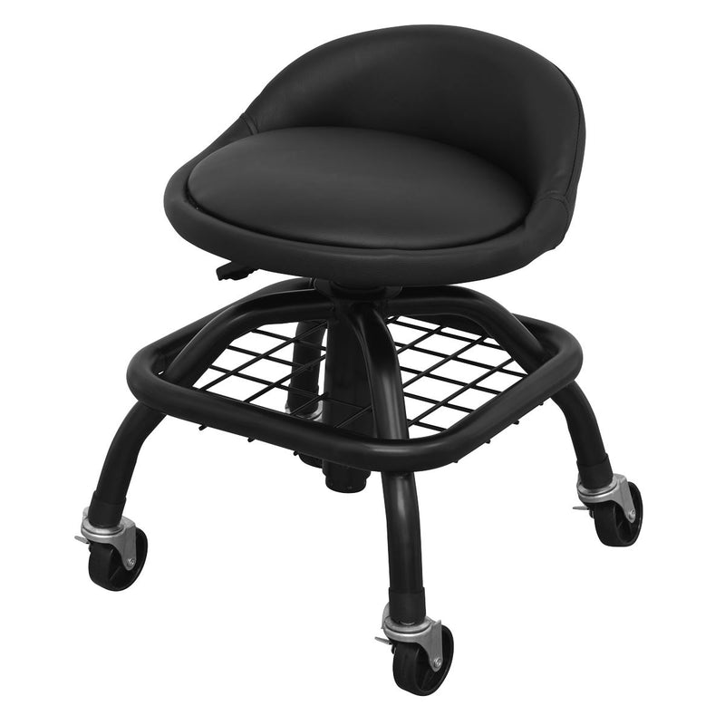 Premier Industrial Pneumatic Creeper Stool with Adjustable Height Swivel Seat & Back Rest