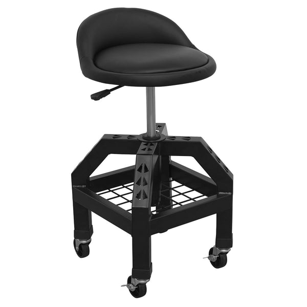 Premier Industrial Pneumatic Creeper Stool with Adjustable Height Swivel Seat & Back Rest