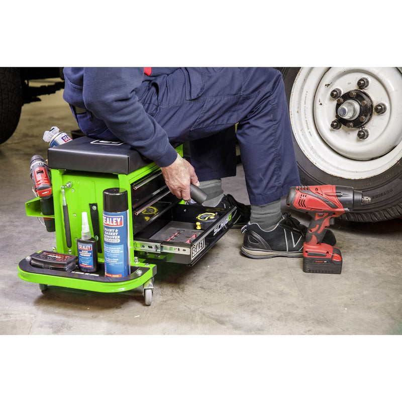 Mechanic's Utility Seat & Toolbox - Green