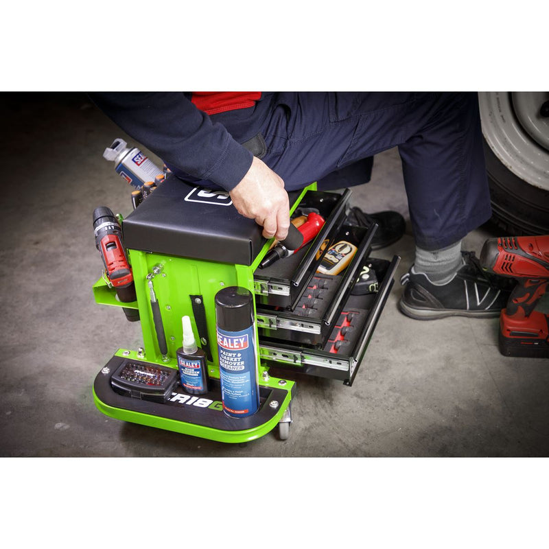 Mechanic's Utility Seat & Toolbox - Green