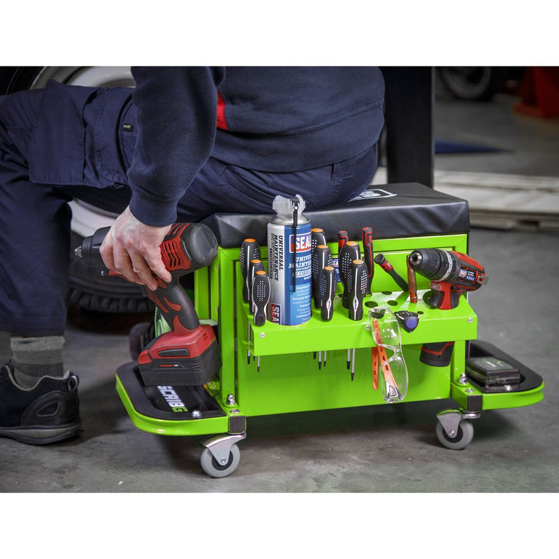 Mechanic's Utility Seat & Toolbox - Green