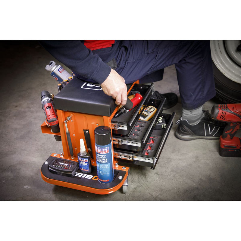 Mechanic's Utility Seat & Toolbox - Orange