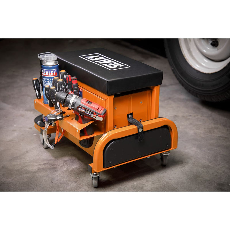 Mechanic's Utility Seat & Toolbox - Orange