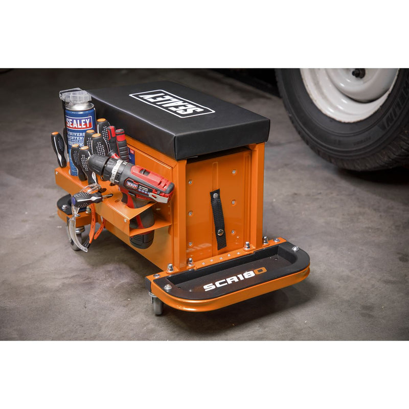 Mechanic's Utility Seat & Toolbox - Orange