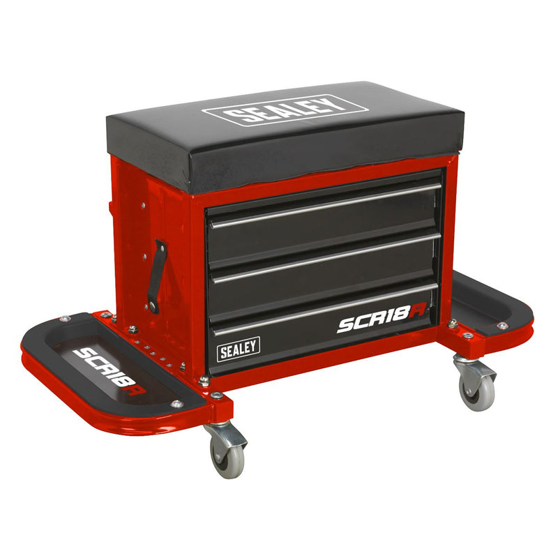 Mechanic's Utility Seat & Toolbox - Red