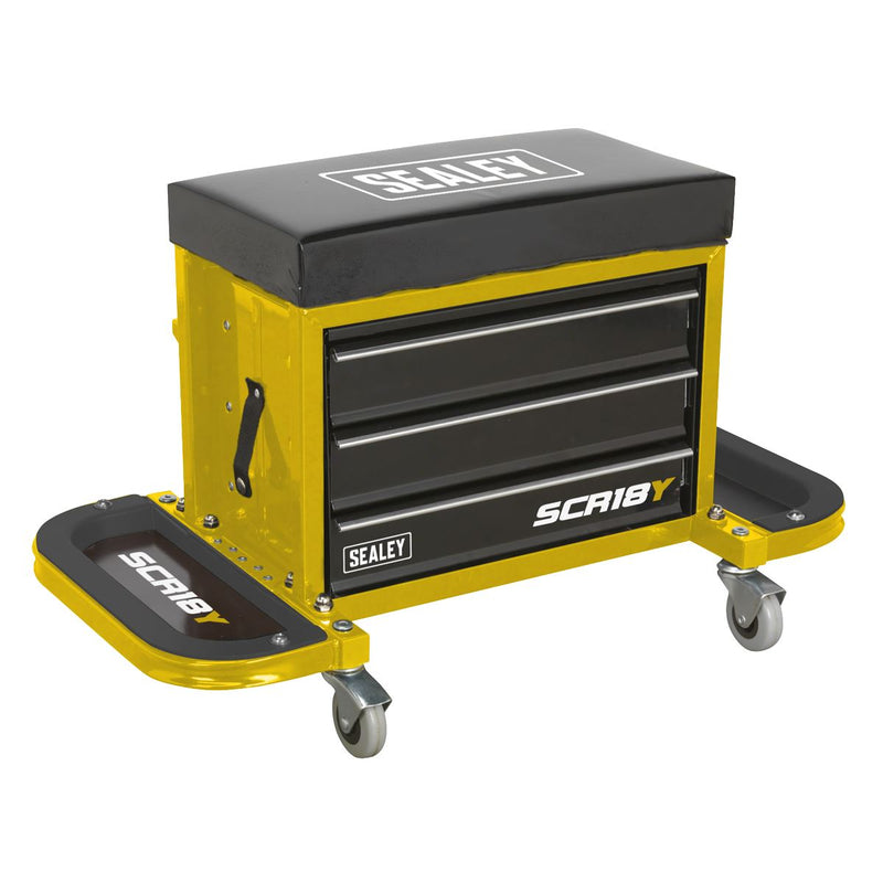 Mechanic's Utility Seat & Toolbox - Yellow