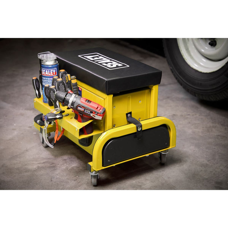 Mechanic's Utility Seat & Toolbox - Yellow