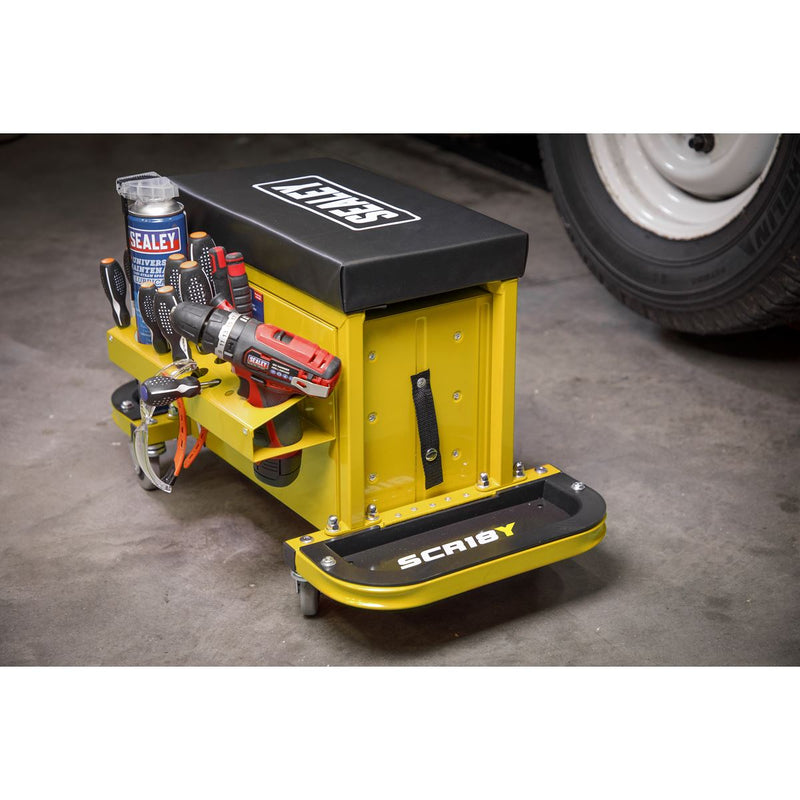 Mechanic's Utility Seat & Toolbox - Yellow