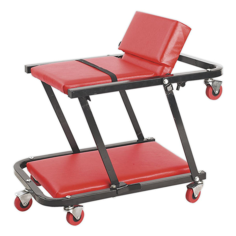 Steel Creeper/Seat with 7 Wheels & Adjustable Head Rest