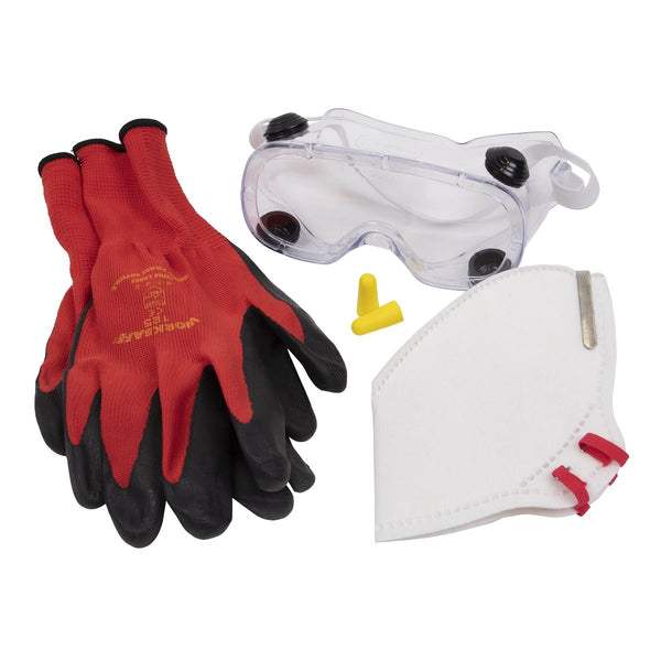 Flexi Grip Gloves, FFP2 Mask, Goggles & Ear Plugs