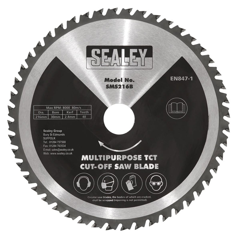 Sealey Multipurpose Cut-Off Saw Blade �216 x 2.4mm/�30mm 48tpu SMS216B