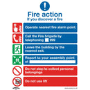 Sealey Worksafe&reg; Fire Action With Lift Safety Sign, Self-Adhesive Vinyl - Pack of 10 SS19V10