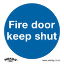 Sealey Worksafe&reg; Fire Door Keep Shut Safety Sign, Self-Adhesive Vinyl - Pack of 10 SS1V10