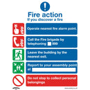 Sealey Worksafe&reg; Fire Action Without Lift Safety Sign, Self-Adhesive Vinyl - Pack of 10 SS20V10