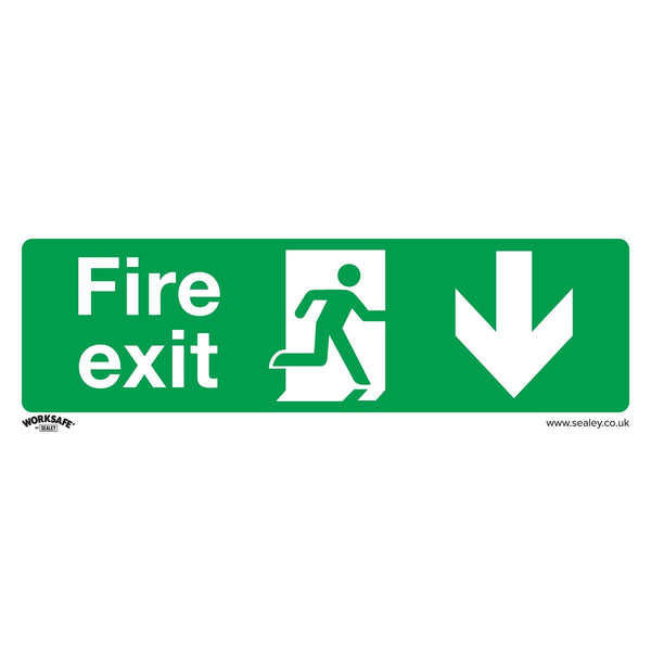 Safe Conditions Safety Sign - Fire Exit (Down) - Rigid Plastic - Pack of 10